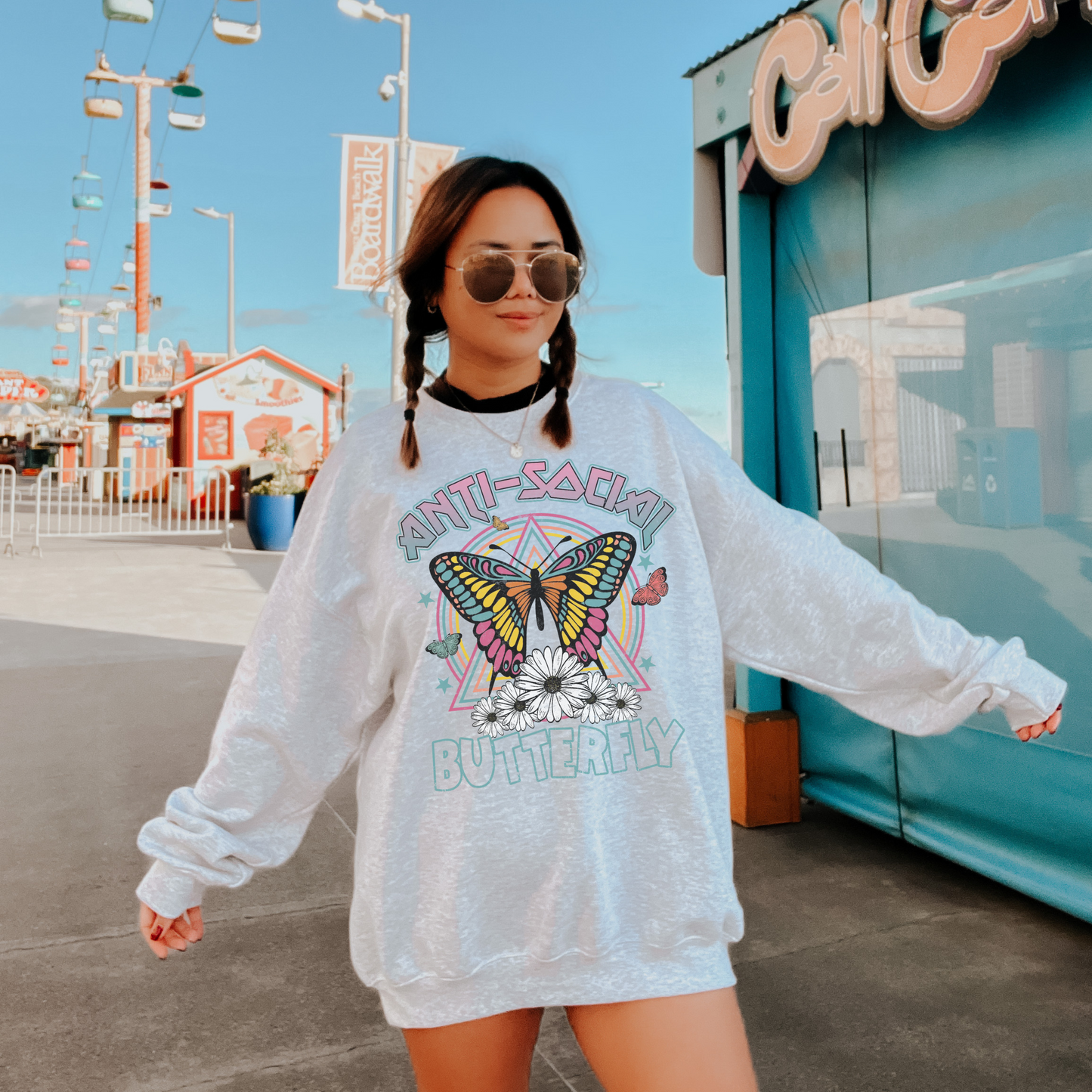 Retro Anti Social Butterfly Sweatshirt