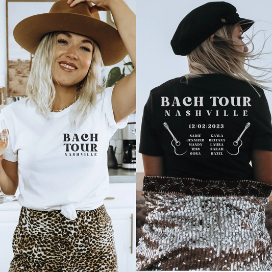 Music themed custom destination bach tour bachelorette party shirts