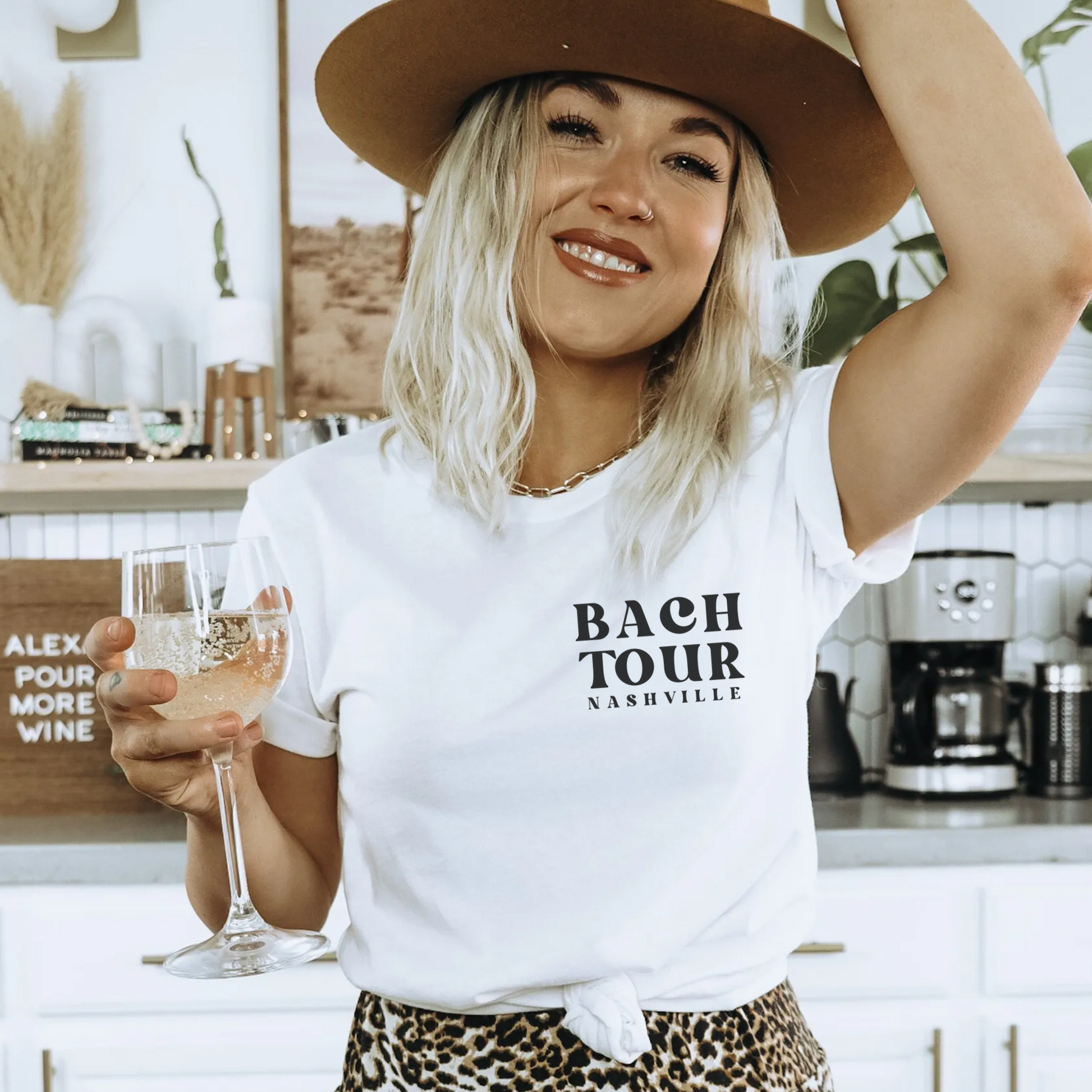 Custom bach tour band shirts with words on back for bachelorette party