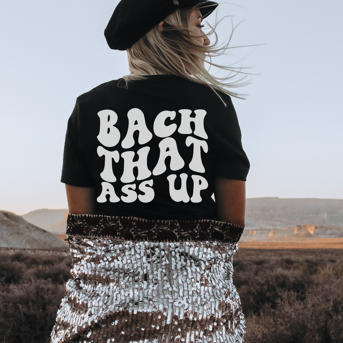 Bach that ass up bridesmaid bachelorette shirt with front and back print.