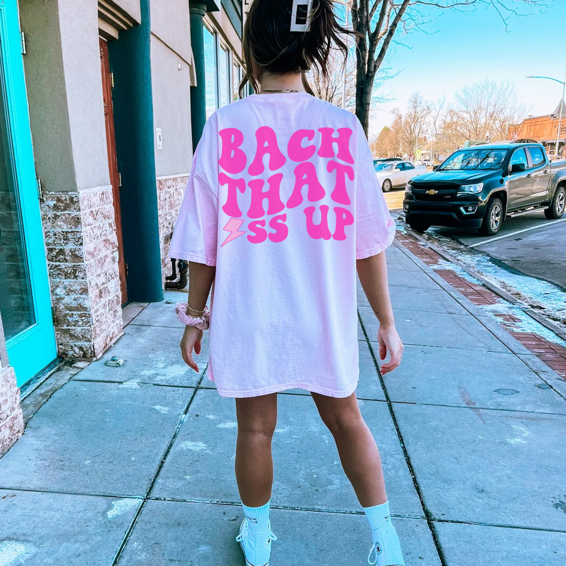 Pink bachelorette funny bach that ass up shirts with words on back