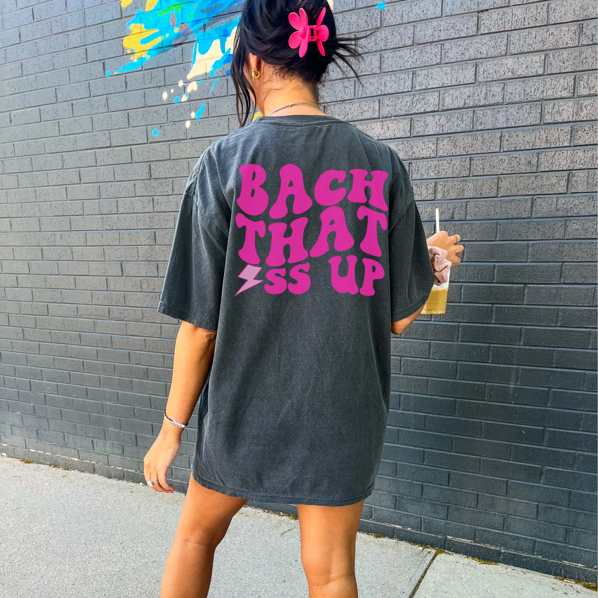 Funny pink bach that ass up Comfort Colors oversized bachelorette party tees