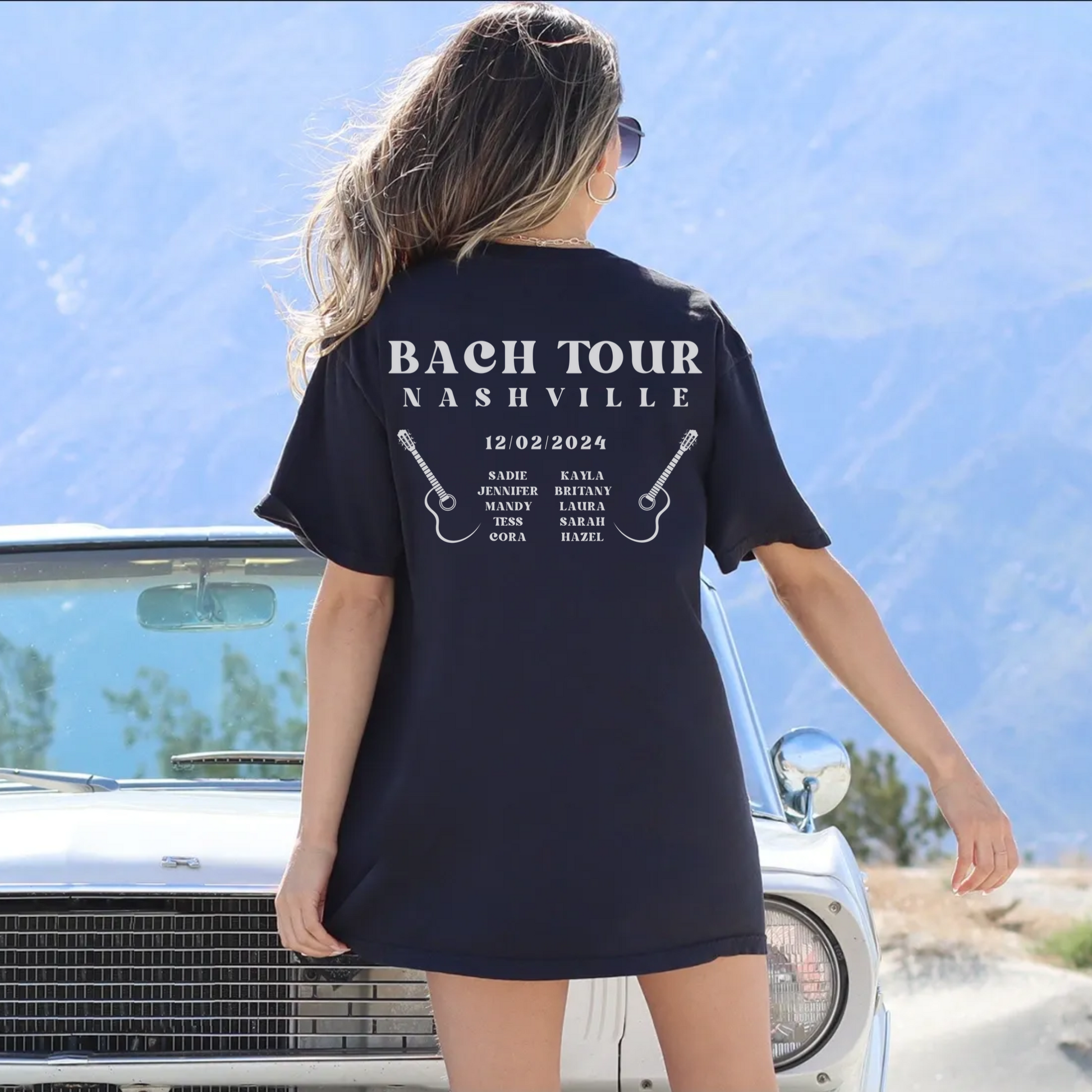 Comfort Colors oversized bach tour band shirts for music theme bachelorette party