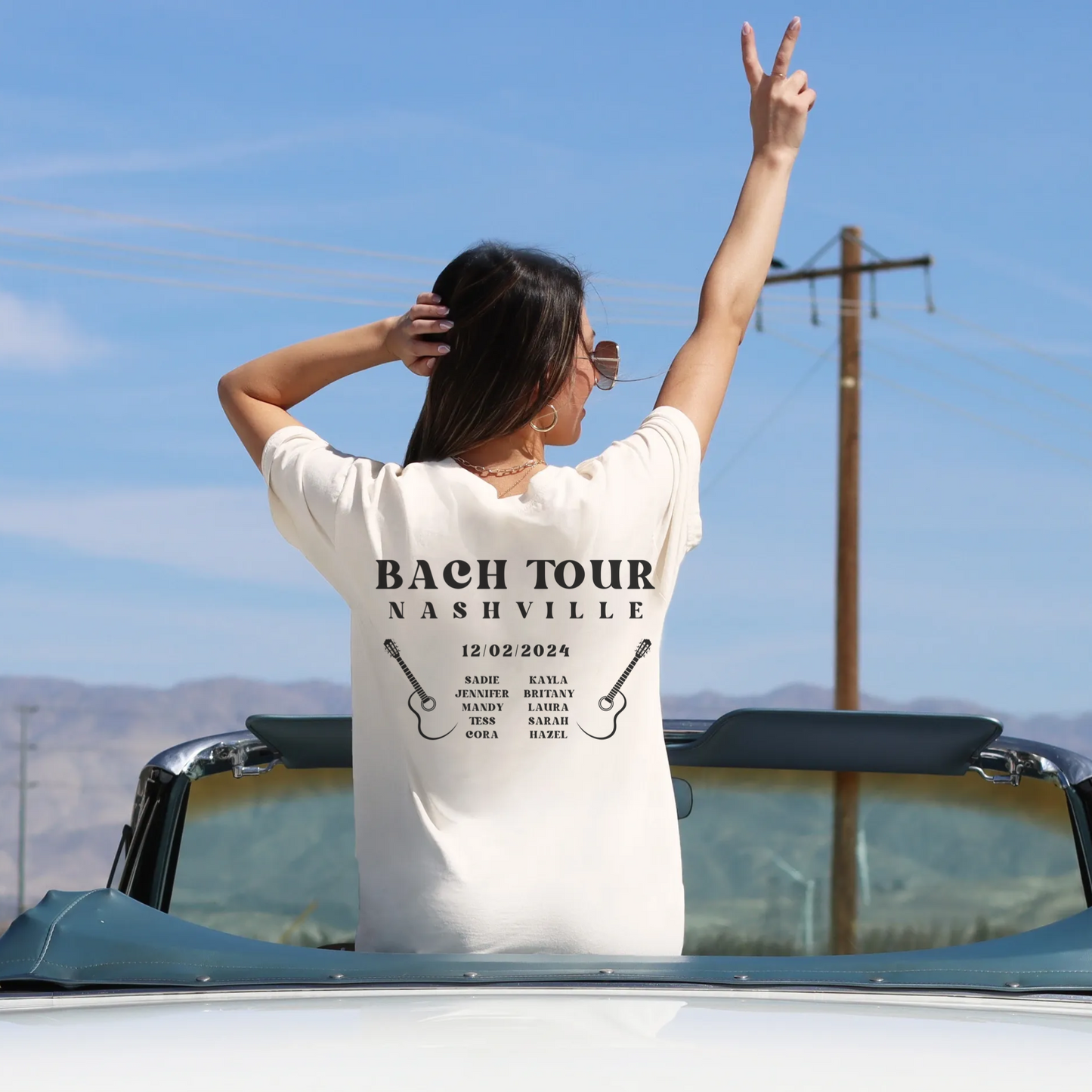 Comfort Colors future bride bach tour shirts with custom city and names