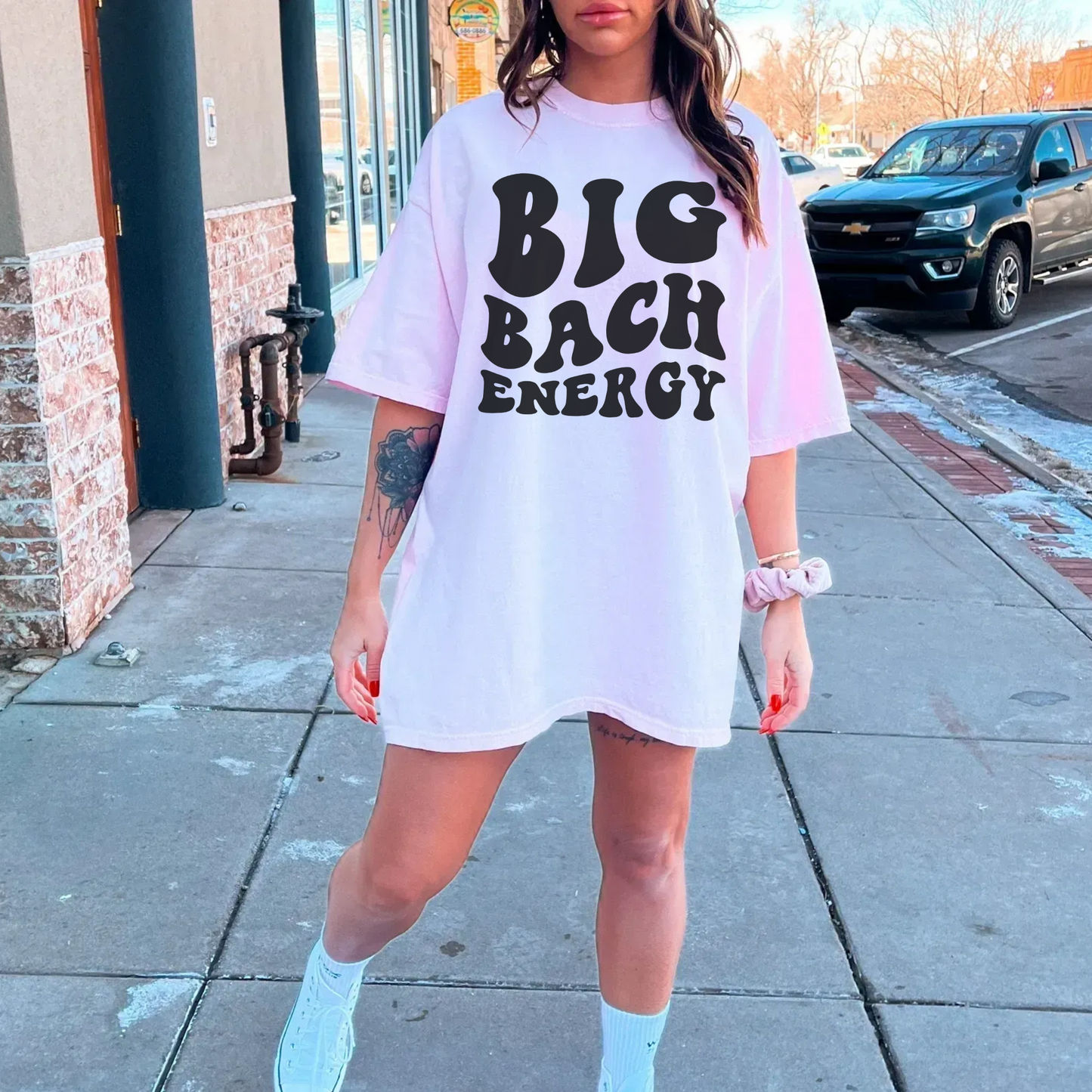 Comfort Colors oversized matching big bach energy bachelorette party shirts.