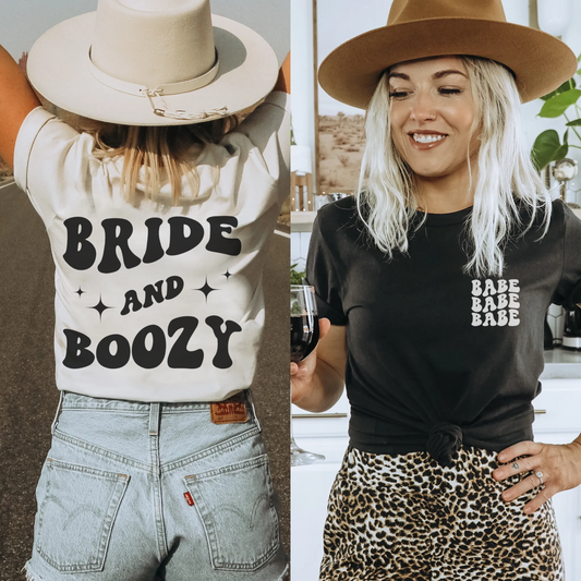 Custom Bride and Boozy, Bach and Boozy Bachelorette Shirt