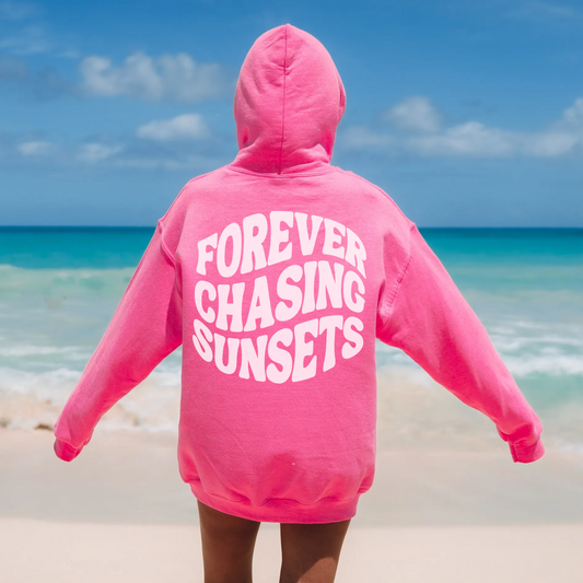 Forever Chasing Sunsets Coconut Girl Pink Hoodie