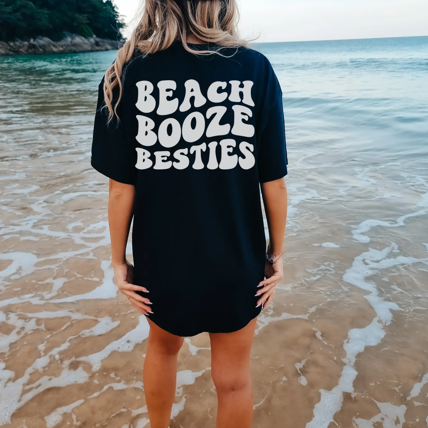 Custom Beach Booze Besties Girls Trip Shirt