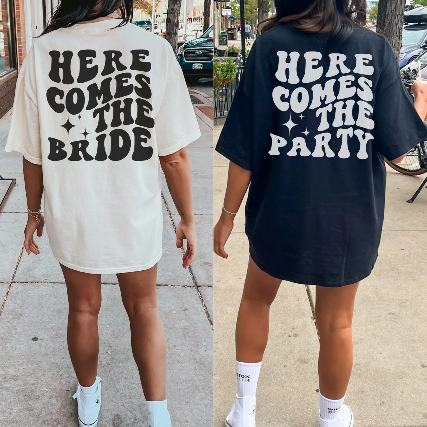 Custom Here Comes The Bride, Here Comes The Party Comfort Colors Bachelorette Party Shirts