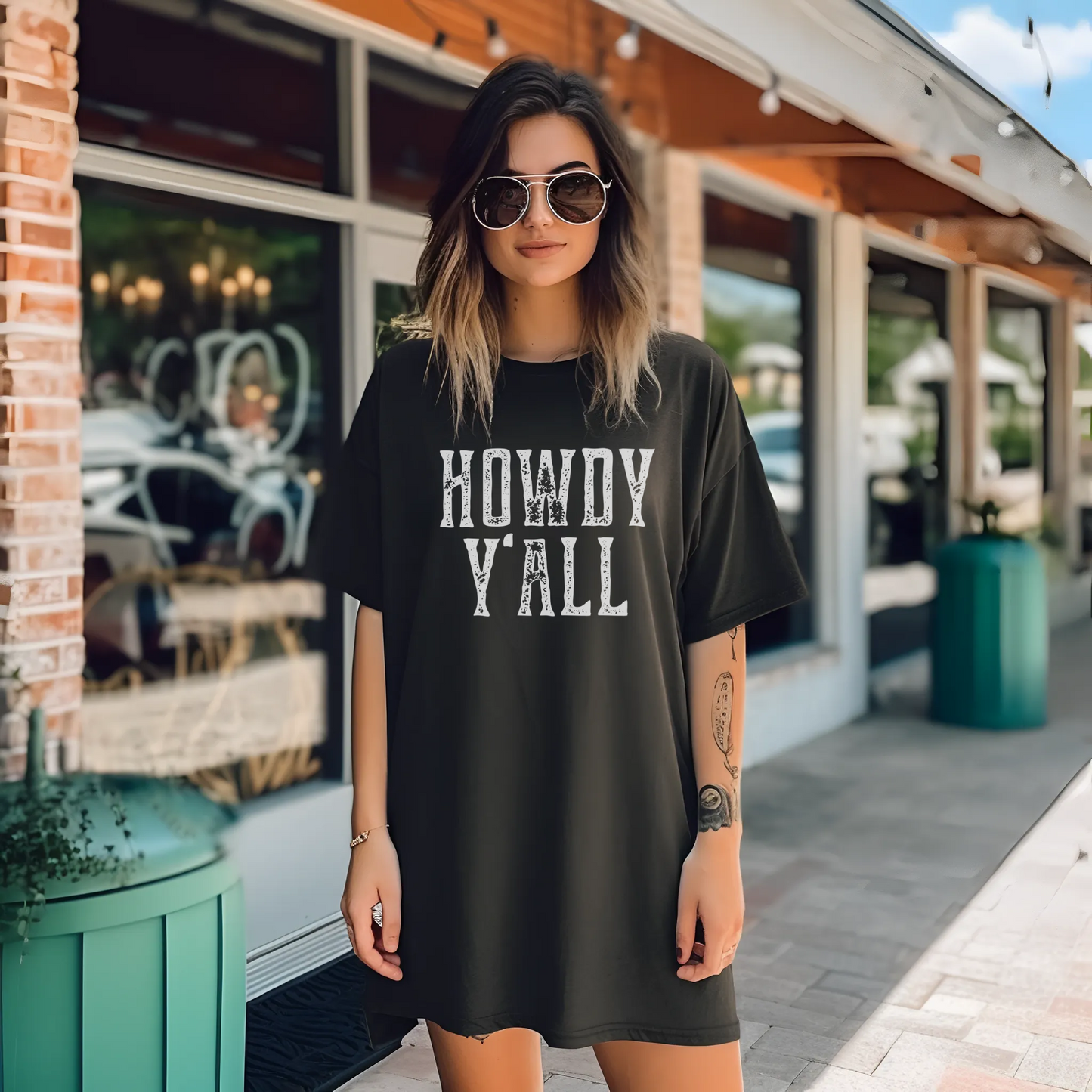 Howdy Y'all Distressed Western Design Comfort Colors Shirt