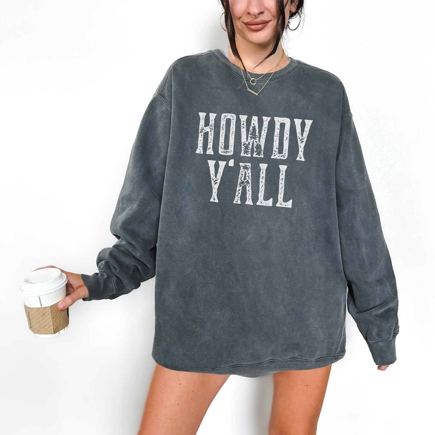 Howdy Y'all Distressed Western Comfort Colors Sweatshirt