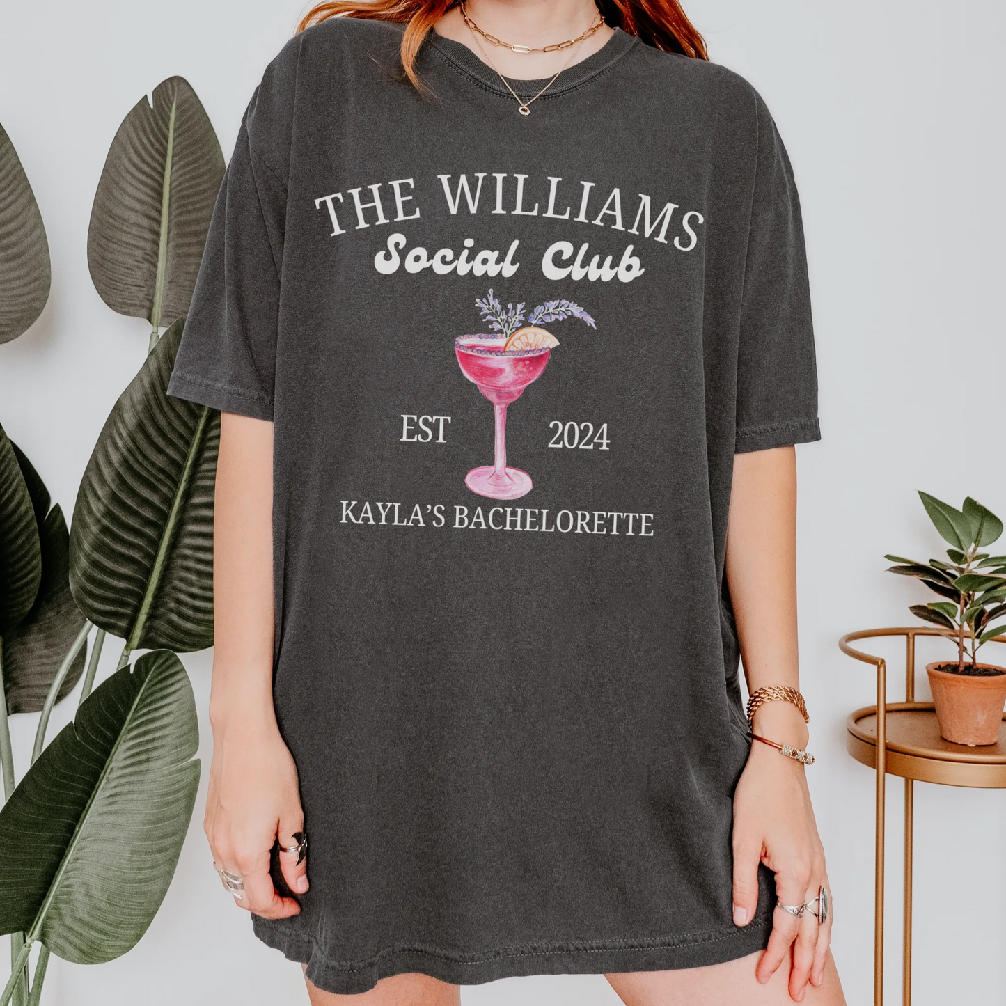 Custom Name Pink Cocktail Bachelorette Shirt