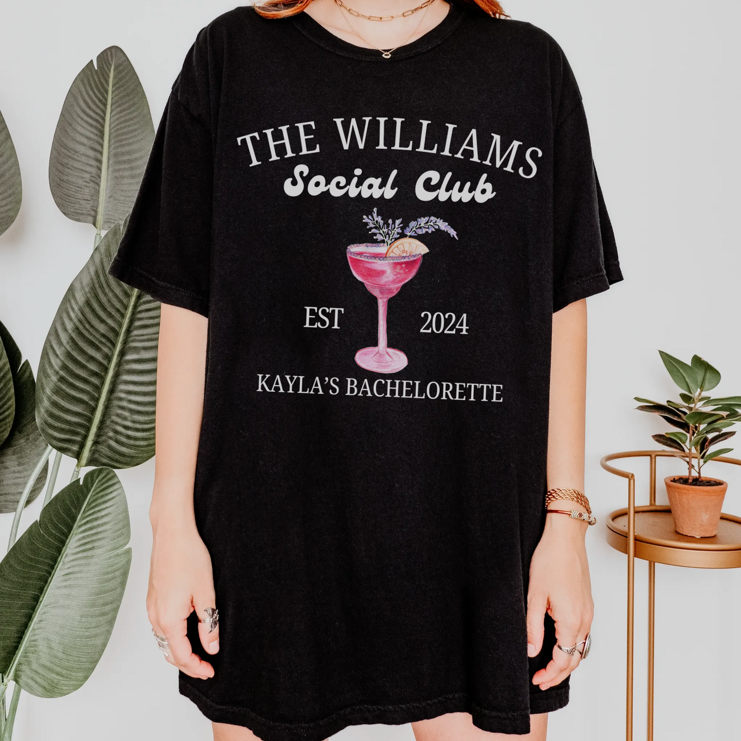 Custom Name Pink Cocktail Bachelorette Shirt