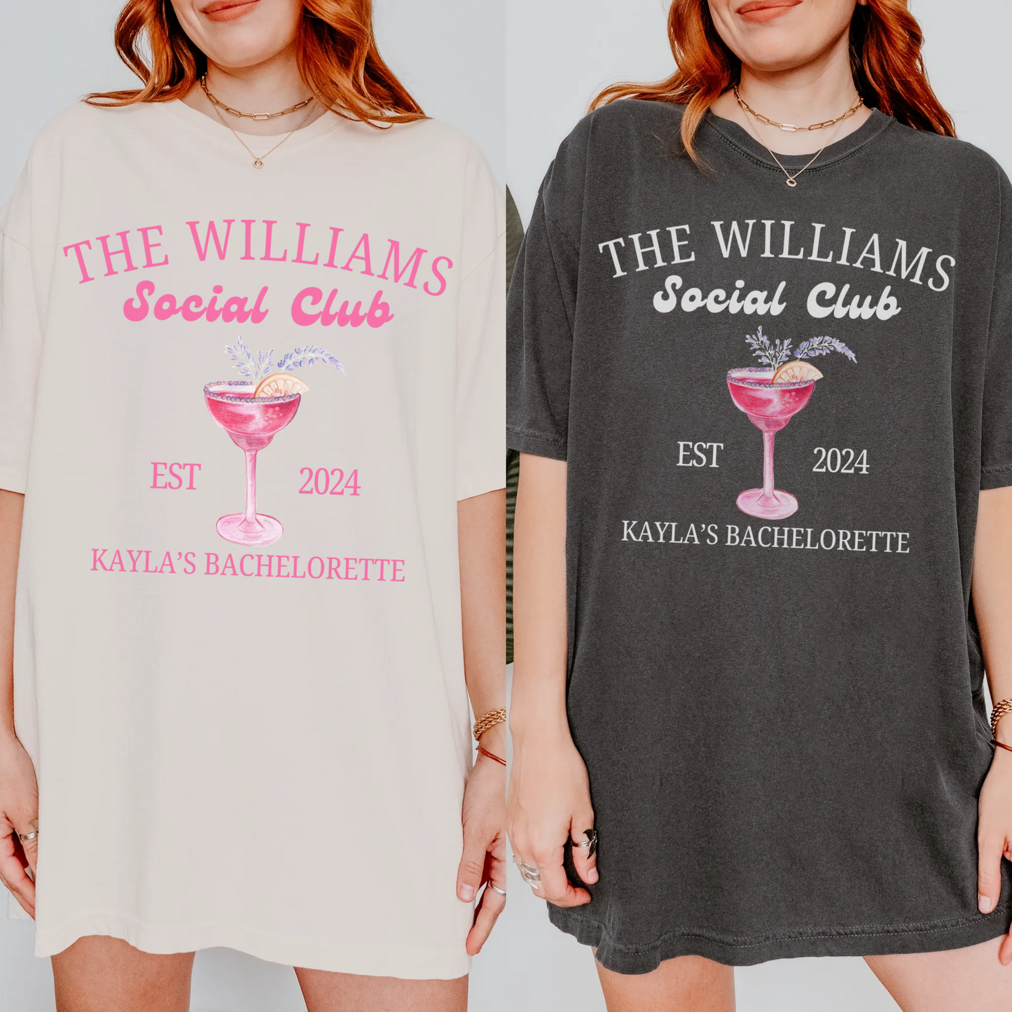 Custom Name Pink Cocktail Bachelorette Shirt