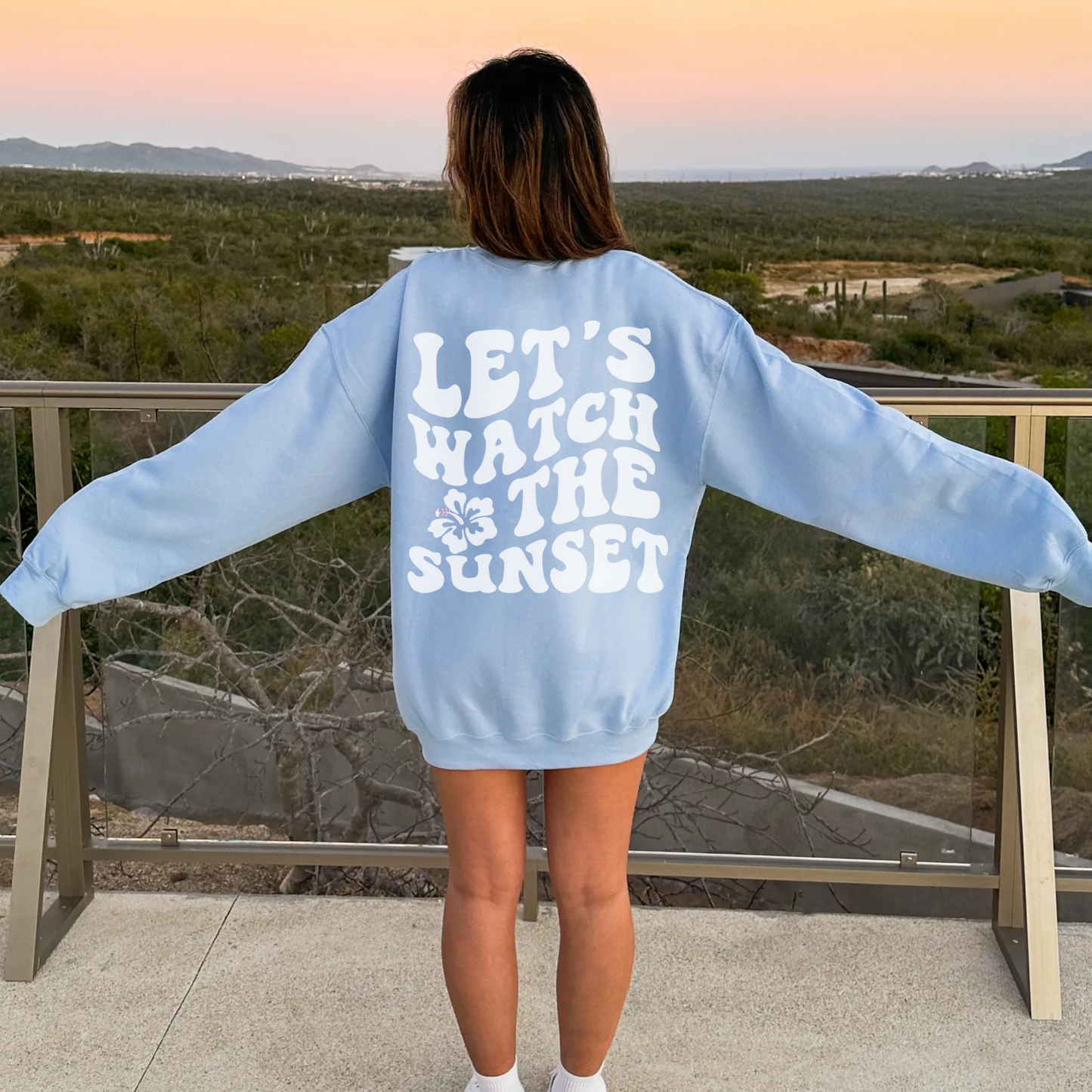 Let's Watch The Sunset White Print Sweatshirt