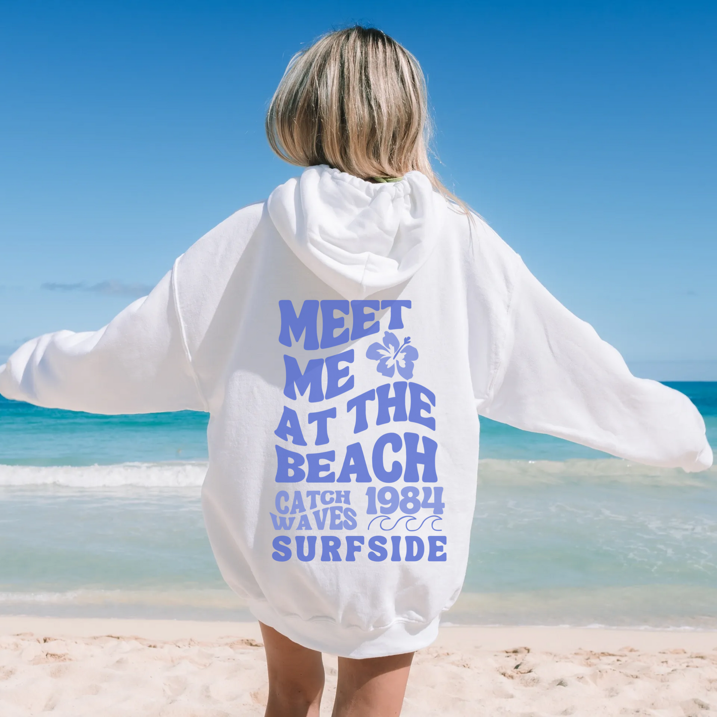 Oversized beach hoodie meet me at the beach surfside pullover