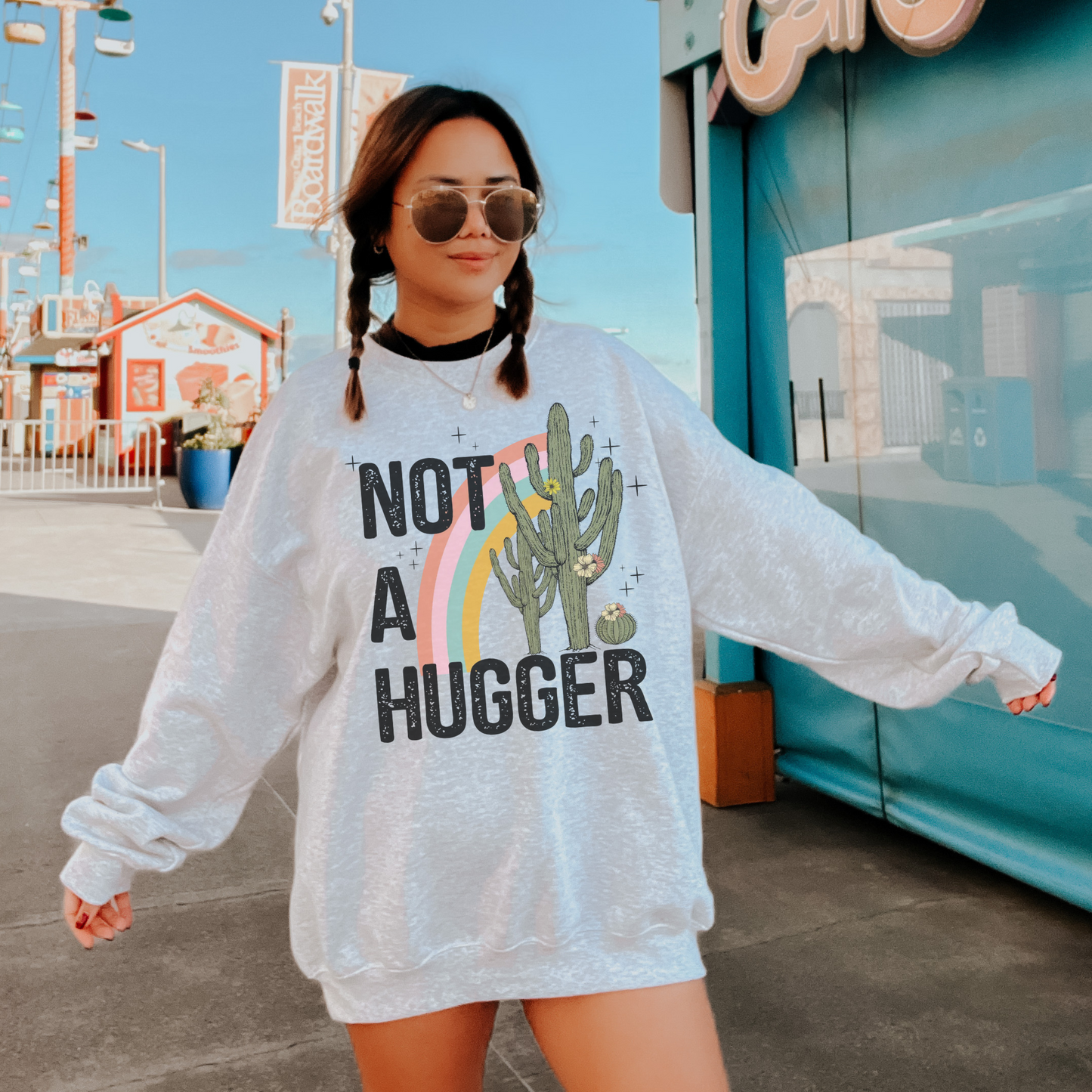 Not A Hugger Western Distressed Sweatshirt